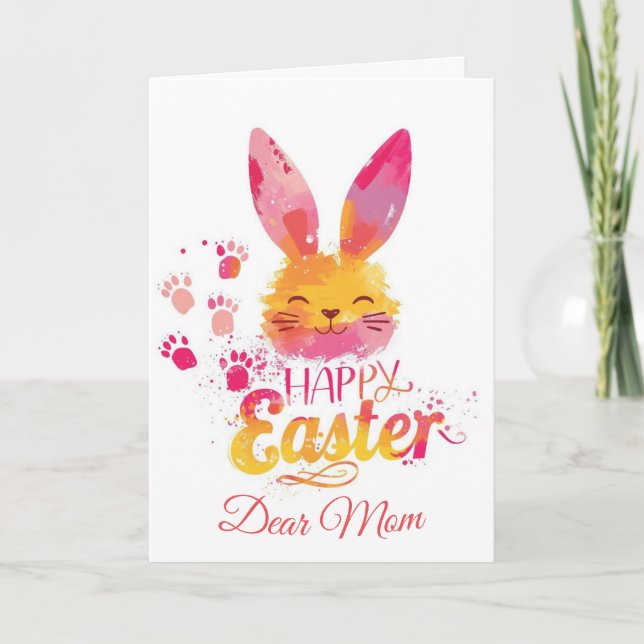 Happy Easter Mom , Personalized Easter funnyBunny Helgkort (Framsida)