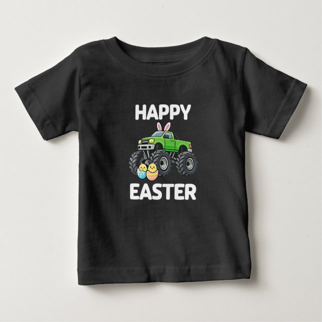 Happy Easter Monster Truck Kids Holiday T Shirt (Framsida)