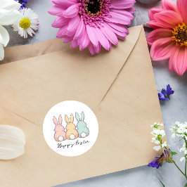 Happy Easter Pastel Bunnies Custom Text Runt Klistermärke