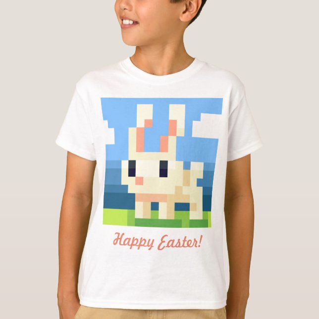 Happy Easter pixelart bunny shirt, Pixel Art  T Shirt (Framsida)