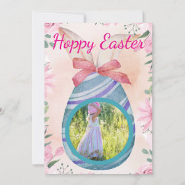 Happy Easter - purple blue egg with photo Inbjudningar