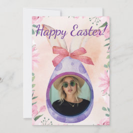 Happy Easter - purple egg with photo Inbjudningar