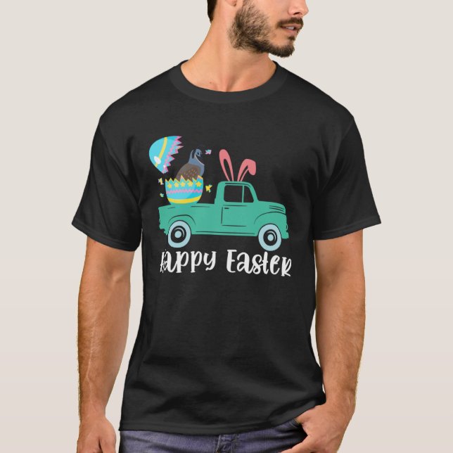 Happy Easter Quail Bunny Riding Truck Boys Toddler T Shirt (Framsida)