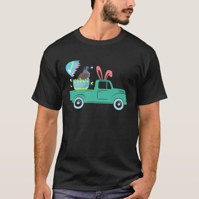 Happy Easter Quail Bunny Riding Truck Boys Toddler T Shirt (Framsida)