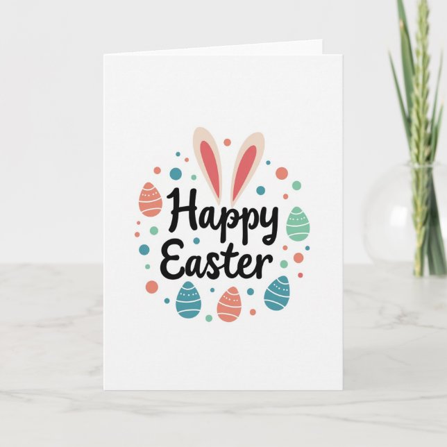 Happy Easter Rabbit Ears Card Kort (Framsida)