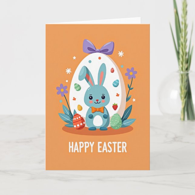 Happy Easter Rabbit Scene Card Kort (Framsida)