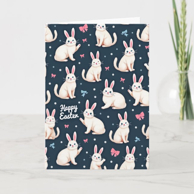 Happy Easter Rabbits Pattern Card Kort (Framsida)