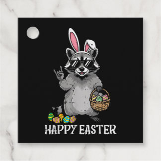 Happy Easter Raccoon Bunny Gåvor Etiketter
