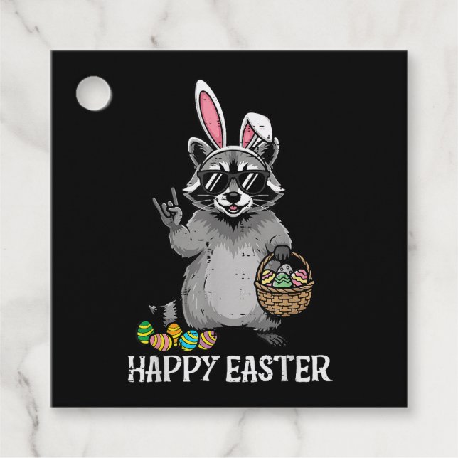 Happy Easter Raccoon Bunny Gåvor Etiketter (Framsida)