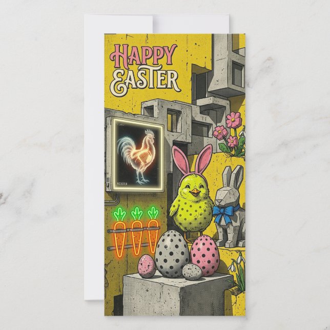 Happy Easter Retro Card Julkort (Framsida)