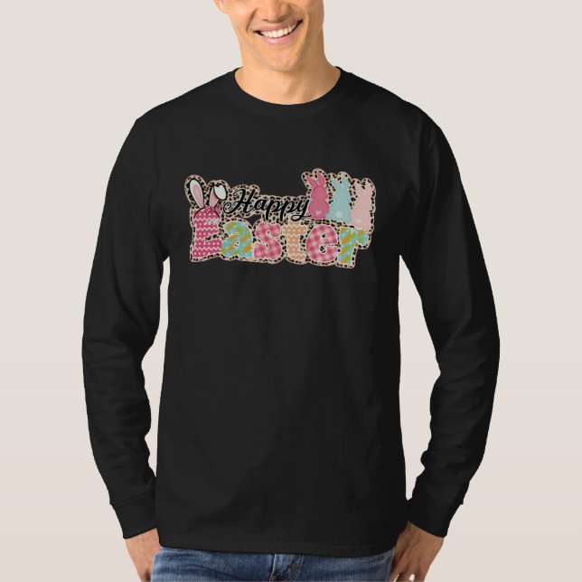 Happy Easter Sayings Egg Bunny T Shirt (Framsida)