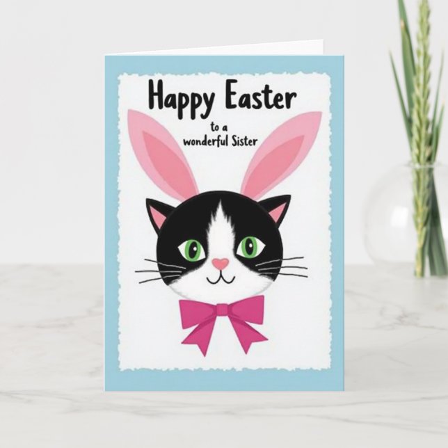 Happy Easter Sister Cat Card Kort (Framsida)