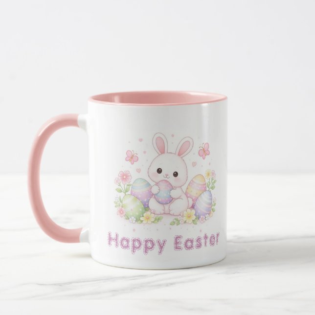Happy Easter Spring Design - Cute Easter Bunny Mugg (Vänster)