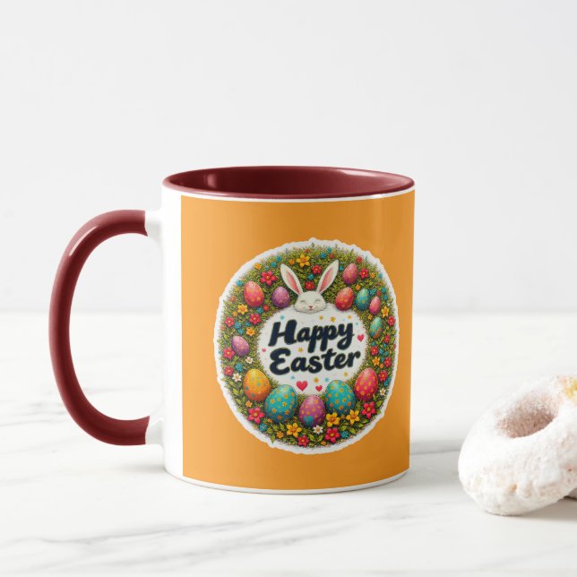 Happy Easter – Spring Floral Circle caneca Mugg (Med munk)