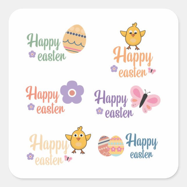 happy easter stickers fyrkantigt klistermärke (Framsida)