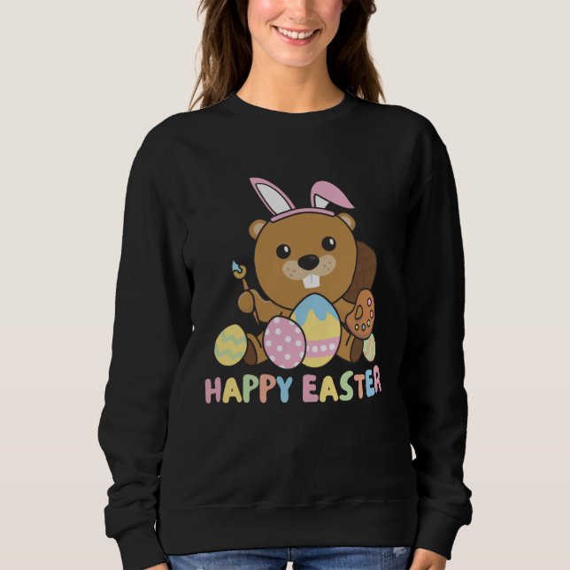 Happy Easter Sweet Beaver For Easter With Easter E T Shirt (Framsida)