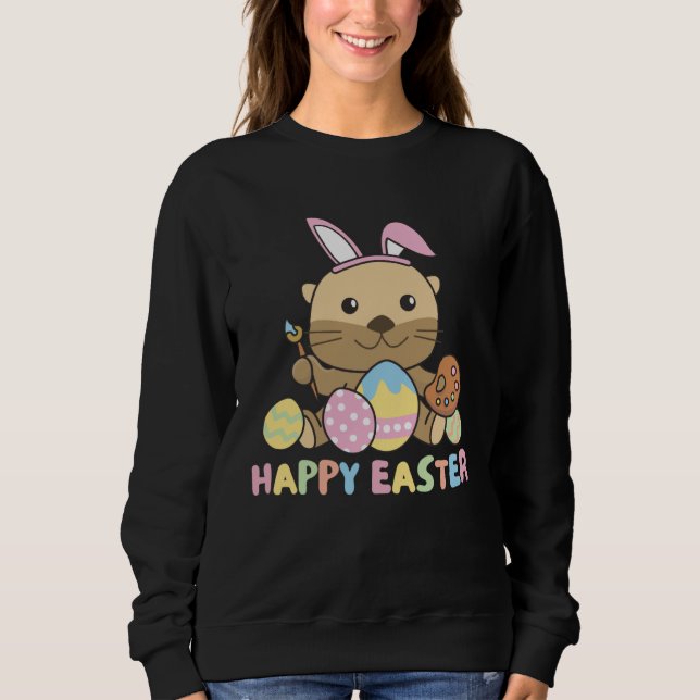 Happy Easter Sweet Otter For Easter With Easter Eg T Shirt (Framsida)