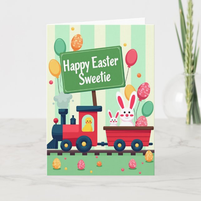 Happy Easter Sweetie Train Card Kort (Framsida)