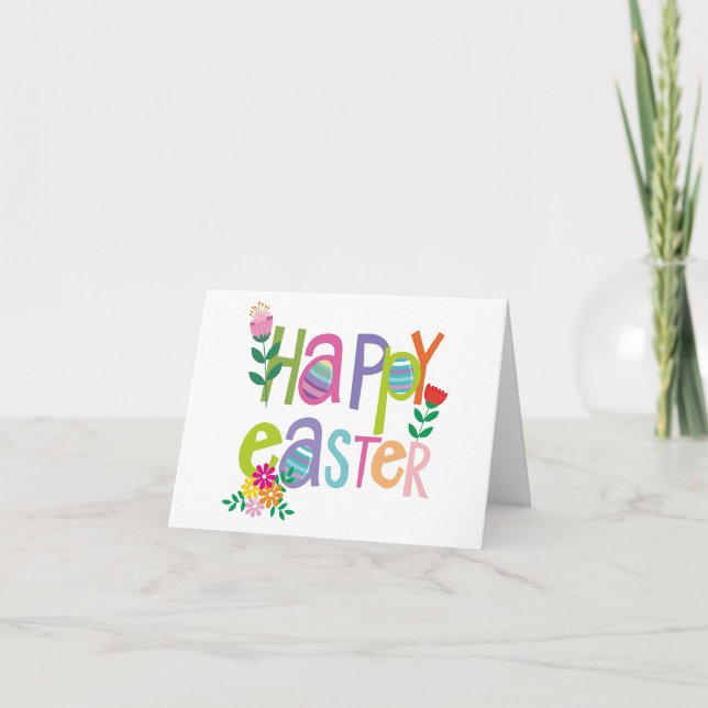 Happy Easter  Tack Kort (Festive Lettering front of card!)