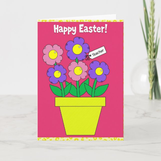 Happy Easter Teacher Flower Card Kort (Framsida)