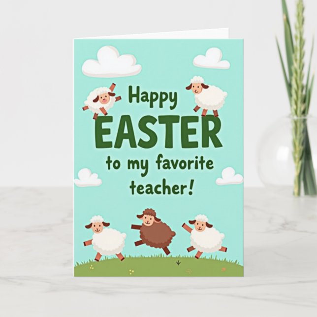 Happy Easter Teacher Spring Card Kort (Framsida)