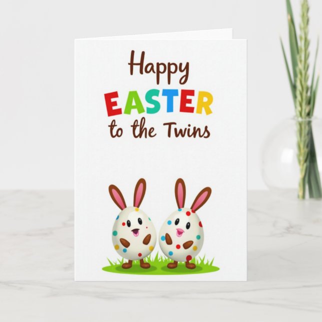 Happy Easter To The Twins Card Kort (Framsida)