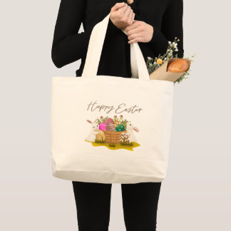 Happy Easter Tote Bag Jumbo Tygkasse
