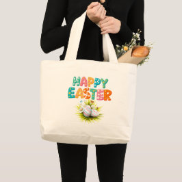 Happy Easter Tote Bag Jumbo Tygkasse