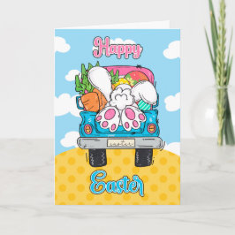 Happy Easter Truck Bunny and vegetables Helgkort