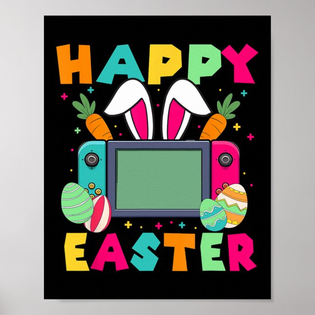 Happy Easter Video Game Bunny Gaming Controller Ga Poster (Framsidan)