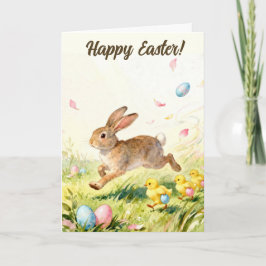 Happy Easter Vintage Bunny Spring Illustration Kort