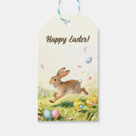 Happy Easter Vintage Bunny Spring Illustration Presentetikett
