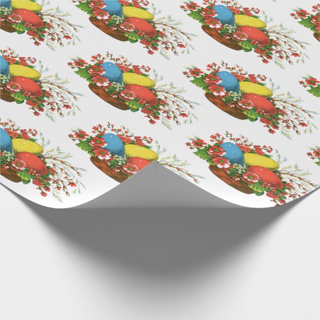 Happy Easter! Vintage postcard, eggs, painted, pus Presentpapper (Hörn)