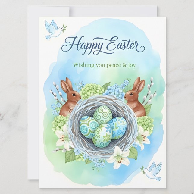Happy Easter Watercolor Card Inbjudningar (Framsida)