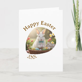 Happy Easter white bunny year photo family name Kort