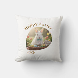 Happy Easter white bunny year photo family name  Kudde