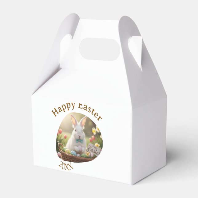 Happy Easter white bunny year photo family name  Presentaskar (Framsidan Sidan)