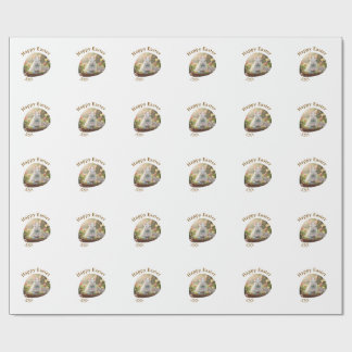 Happy Easter white bunny year photo family name Presentpapper