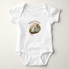 Happy Easter white bunny year photo family name  T Shirt