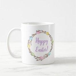 Happy Easter Willow Wreaths With Pastel Eggs Kaffemugg