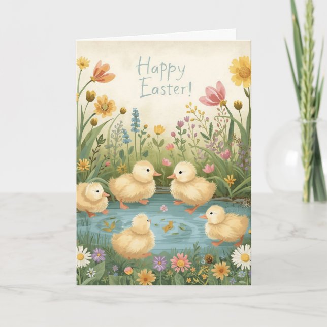 Happy easter with baby ducks kort (Framsida)