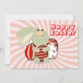 Happy Easter with bunny and eggs Julkort