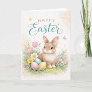 Happy Easter - with young rabbit Kort