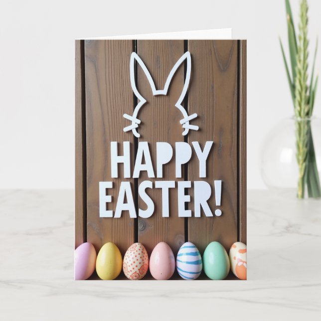Happy Easter Wood Design Card Kort (Framsida)