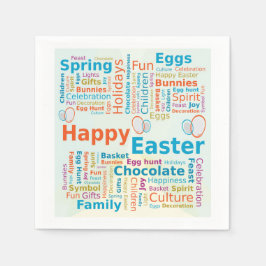Happy Easter Word Cloud Letters with Eggs Pappersservett