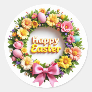 Happy Easter Wreath Sheet of Runt Klistermärke