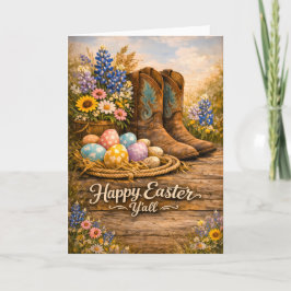 Happy Easter Y’all Boots & Wildflowers Card Kort