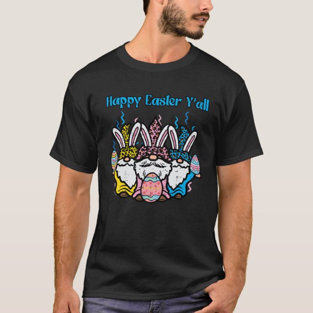 Happy Easter Yall Rabbit Gnomes Women Girls Kids T T Shirt (Framsida)