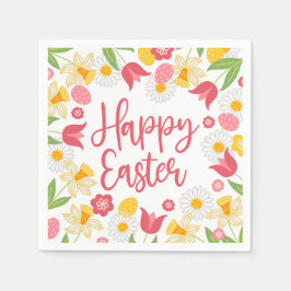 Happy Easter | Yellow and Red Floral  Pappersservett