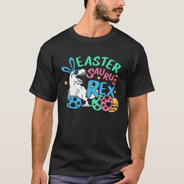 Happy Eastrawr Easter Bunny Dinosaur Eggs Basket S T Shirt (Framsida)